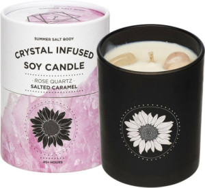 Summer Salt Body Crystal Infused Soy Candle Rose Quartz Salted Caramel
