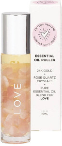 Summer Salt Body Essential Oil Roller 24K Gold Love Rose Quartz 10ml
