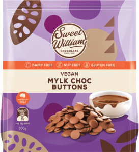 Sweet William Vegan Mylk Chocolate Buttons 300g