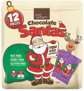 Sweet William Chocolate Xmas Santas 12 Multipack 155g