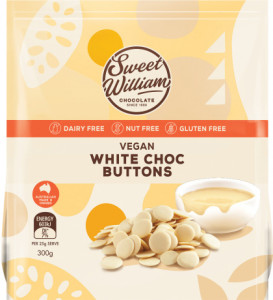 Sweet William Vegan White Chocolate Buttons 300g