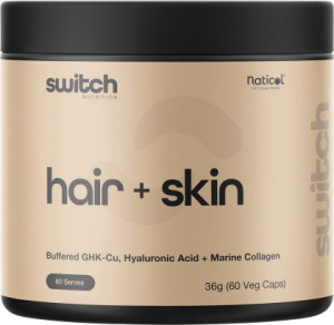 Switch Nutrition Hair + Skin GHK-Cu, Hyaluronic Acid, Marine Collagen 60 Caps