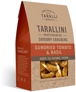 Tarallini Mediterranean Savoury Crackers Sundried Tomato & Basil 125g