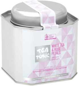 TEA TONIC Organic White Tea & Rose Petals Tea Caddy Tin 85g