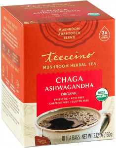 Teeccino Chaga Ashwagandha Mushroom Adaptogen 10 Tea Bags (60g)