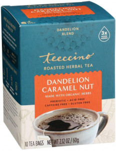 Teeccino Dandelion Caramel Nut Roasted Herbal Tea 10 Tea Bags