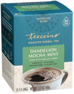 Teeccino Dandelion Mocha Mint Roasted Herbal Tea 10 Tea Bags