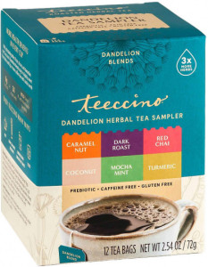 Teeccino Dandelion Herbal Tea Sampler Box 12 Tea Bags 72g