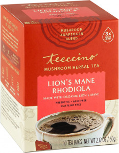 Teeccino Lions Mane Rhodiola Mushroom Adaptogen 60g (10 Tea Bags)