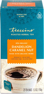 Teeccino Roasted Herbal Tea Dandelion Caramel Nut 150g (25 Teabags)