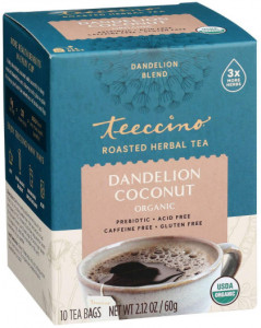 Teeccino Roasted Herbal Tea Organic Dandelion Coconut No Caf  10Tea Bags 60g JUL27