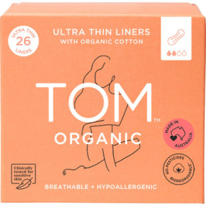 Tom Organic Panty Liners Wrapped Ultra Thin Liners for Everyday 6x26pk