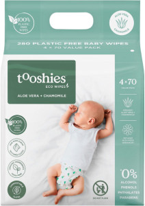 Tooshies Eco Wipes Value Pack Aloe Vera & Chamomile 4x70pk
