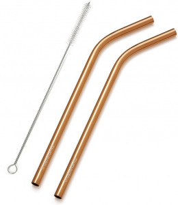 Tropeaka Straws ROSE GOLD 2 Straws + 1 Cleaning Brush