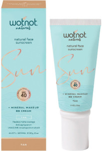 WOTNOT NATURALS Natural Face Sunscreen SPF 40 + Mineral MakeUp BB Cream Tan 60g