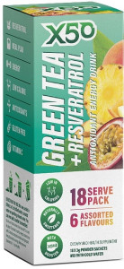 X50 Green Tea + Resveratrol Assorted 6 Flavour 18 Sachets
