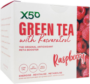 X50 Green Tea + Resveratrol Raspberry 60 Sachets